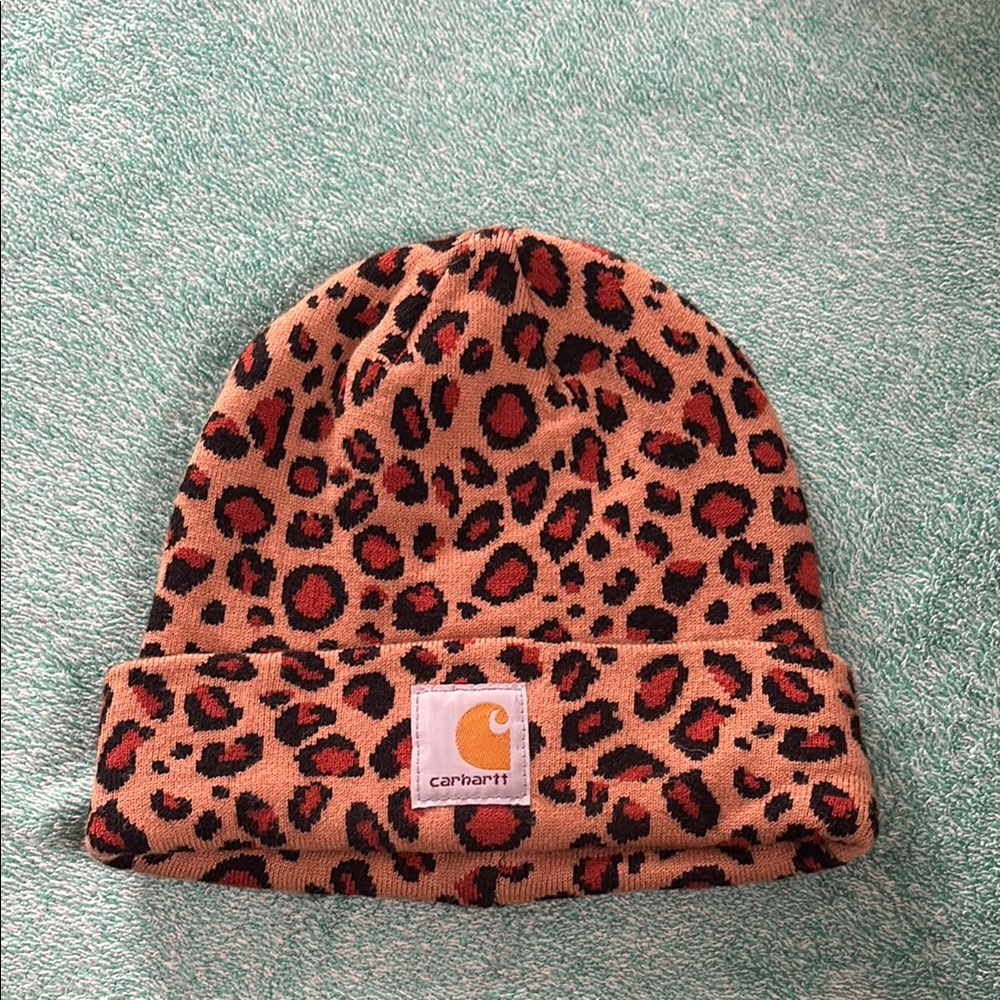 Carhartt Brown/Black Cheetah print Beanie Hat